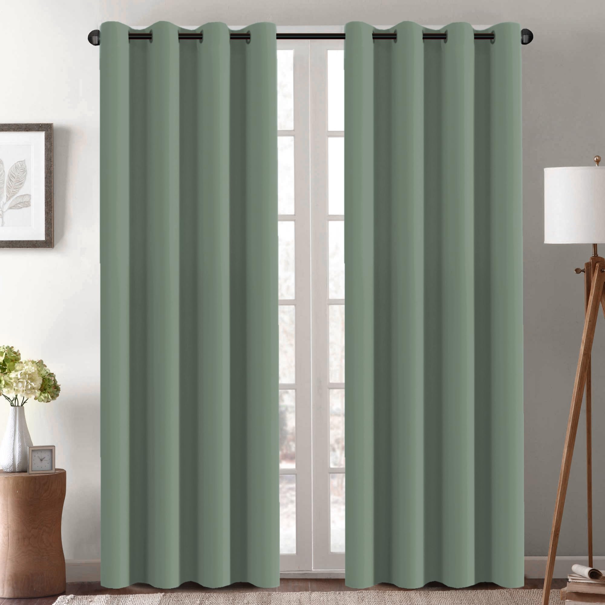 H.VERSAILTEX Blackout Curtain for Living Room Thermal Insulated Window Treatment Curtain Extra Long 108 inch Length Energy Saving Solid Grommet Blackout Drape, One Panel, Green Bay, 52" W x 108" L Image