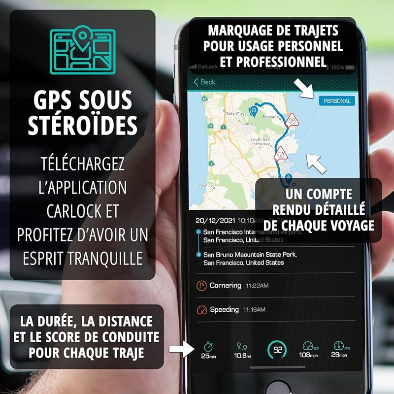 Basic 4G Traceur GPS. Alarme & Antivol Voiture. Trace Votre Voiture en Temps Réel et Vous Avertit Immédiatement en Cas de Vibration ou de Mouvement Suspect. Connecté