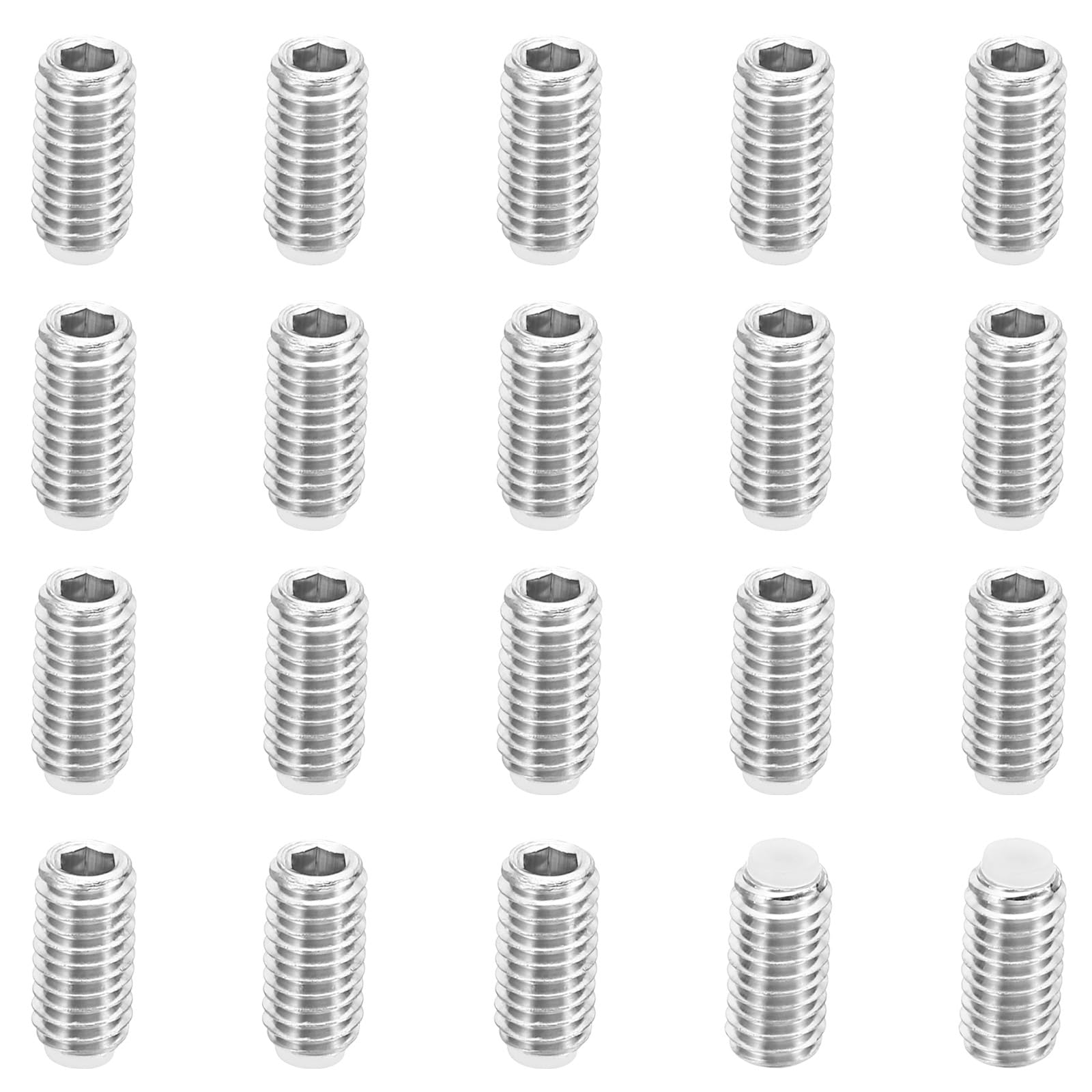 PATIKIL M6x12mm Nylon Tip Grub Screw, 20 Pack Metric Hex Socket Head Cup Point Anti Slip Set Screws Internal Hex Drive Hardware, 304 Stainless Steel