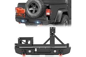 YZONA for JT Rear Bumper with Tire Carrier & Spare Oil Drum Storage Box Compatible with 2020 2021 2022 2023 2024 2025 2026 Jeep Gladiator JT with LED Lights, License Plate Frame, Sensor Holes, D-rings