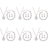 SPRJF Bridesmaid Jewelry Set for Women Pendant 18K Gold & Silver & Rose Gold Pendant Necklace Earrings Bracelet Set,Dainty Gift for Wedding/Proposal/Party/Prom/Anniversary