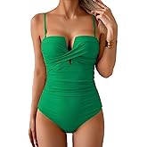 Eomenie Women's Push Up Wrap Front Swimsuit One Piece Tummy Control Bathing Suits Bandeau Support Slimming Swimwear