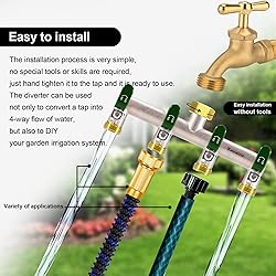 Yayamz 4 Way Garden Hose Splitter, Heavy Duty Brass