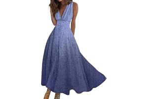 Azeralia Summer Dresses for Women 2024 Deep V Neck Sleeveless Sun Dress for Beach Vacation Midi Dresses for Women Sexy Dress