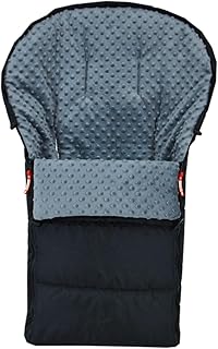 BABYLUX Fußsack 90cm MINKY Kinderwagen Buggy Babyschale Thermo +/ Muff Handmuff (Schwarz + Grau)