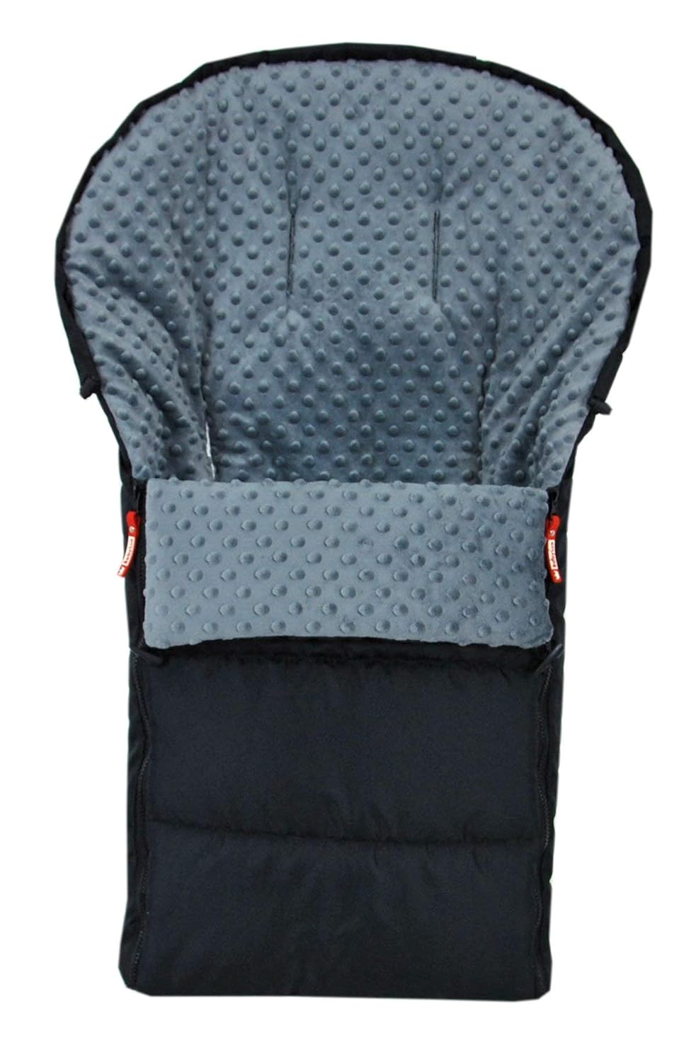 BABYLUX Fußsack 90cm MINKY Kinderwagen Buggy Babyschale Thermo +/ Muff Handmuff (Schwarz + Grau)