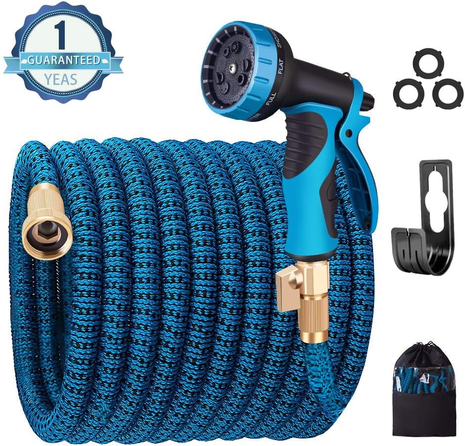 monyar Garden Hose Expandable Water Hose,Extra Strenght/No-Kink Lightweight/Durable/Flexible/9 Function Spray Hose Nozzle 3/4 Solid Brass Connectors Garden Hose for Watering/Washing (30FT): Home Improvement