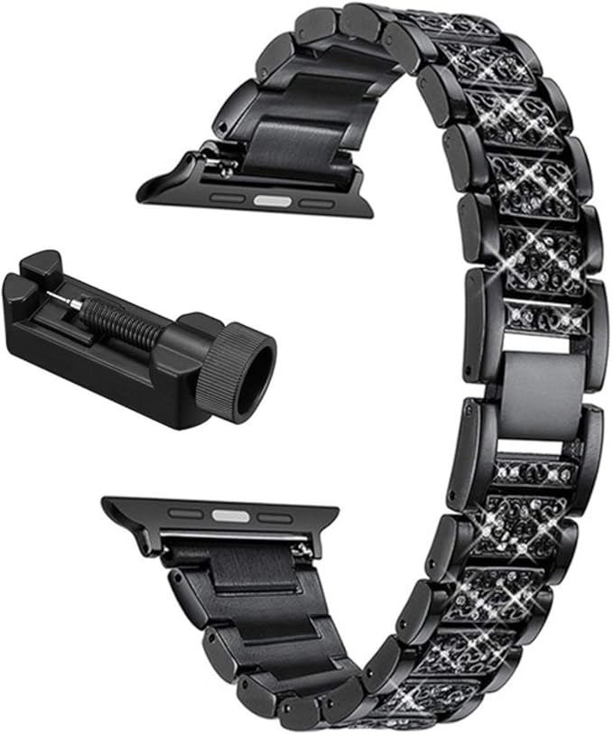 For Apple Watch Band 40mm 44mm 38mm 42mm Women Diamond Stainless Steel