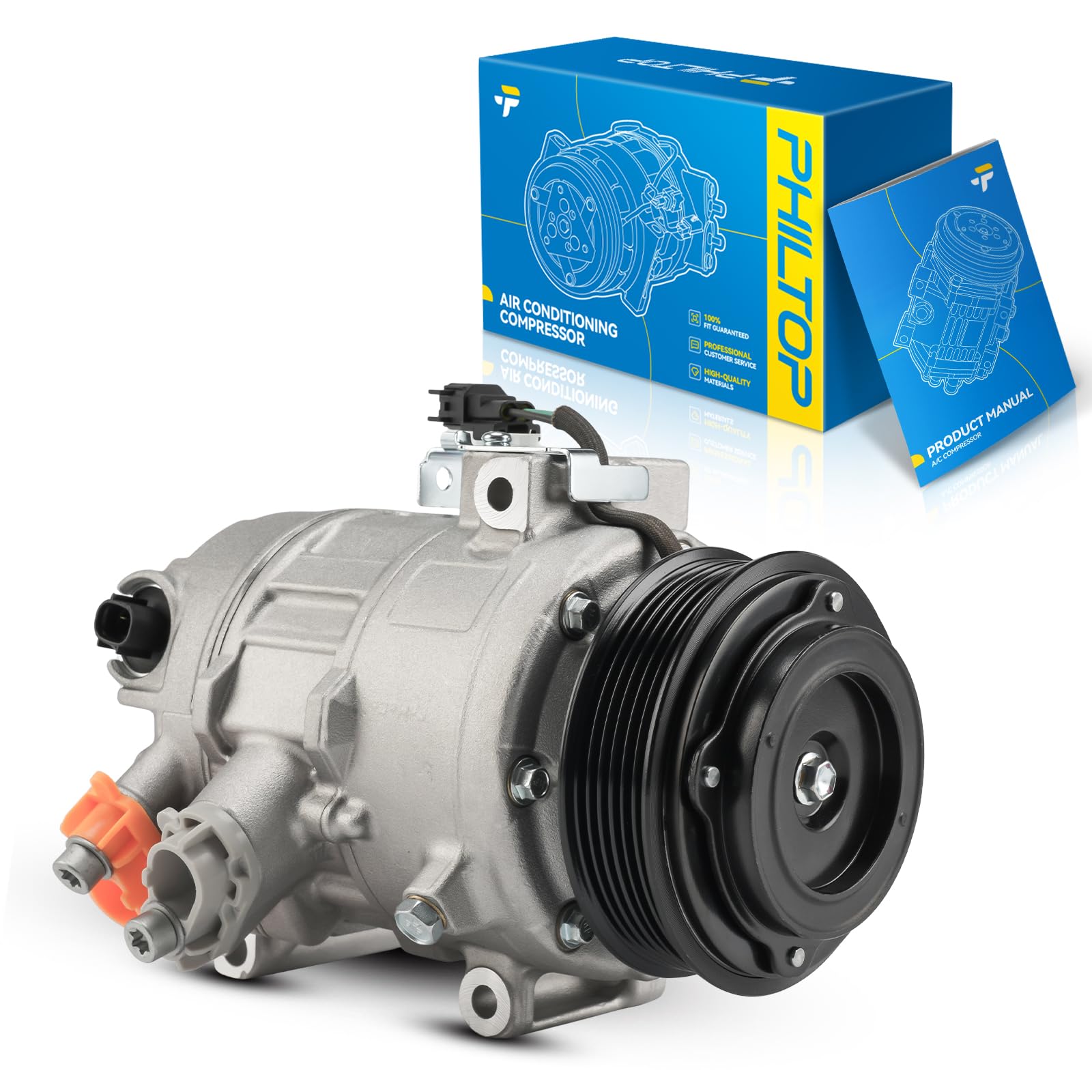 Photo 1 of PHILTOP 198357 Air Conditioning Compressor Fit for Fusion 2014-2020 1.5T, Fusion 2013-2014 1.6T, AC Compressor with Clutch