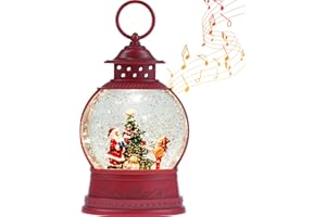 NQOFADSN Christmas Snow Globe, Santa Lighted Snow Globes Lantern, 6H Timer, Battery & USB Operated Christmas Tree Snow Globe Lantern, Musical Spinning and Swirling Glitter Christmas Decorations Gifts