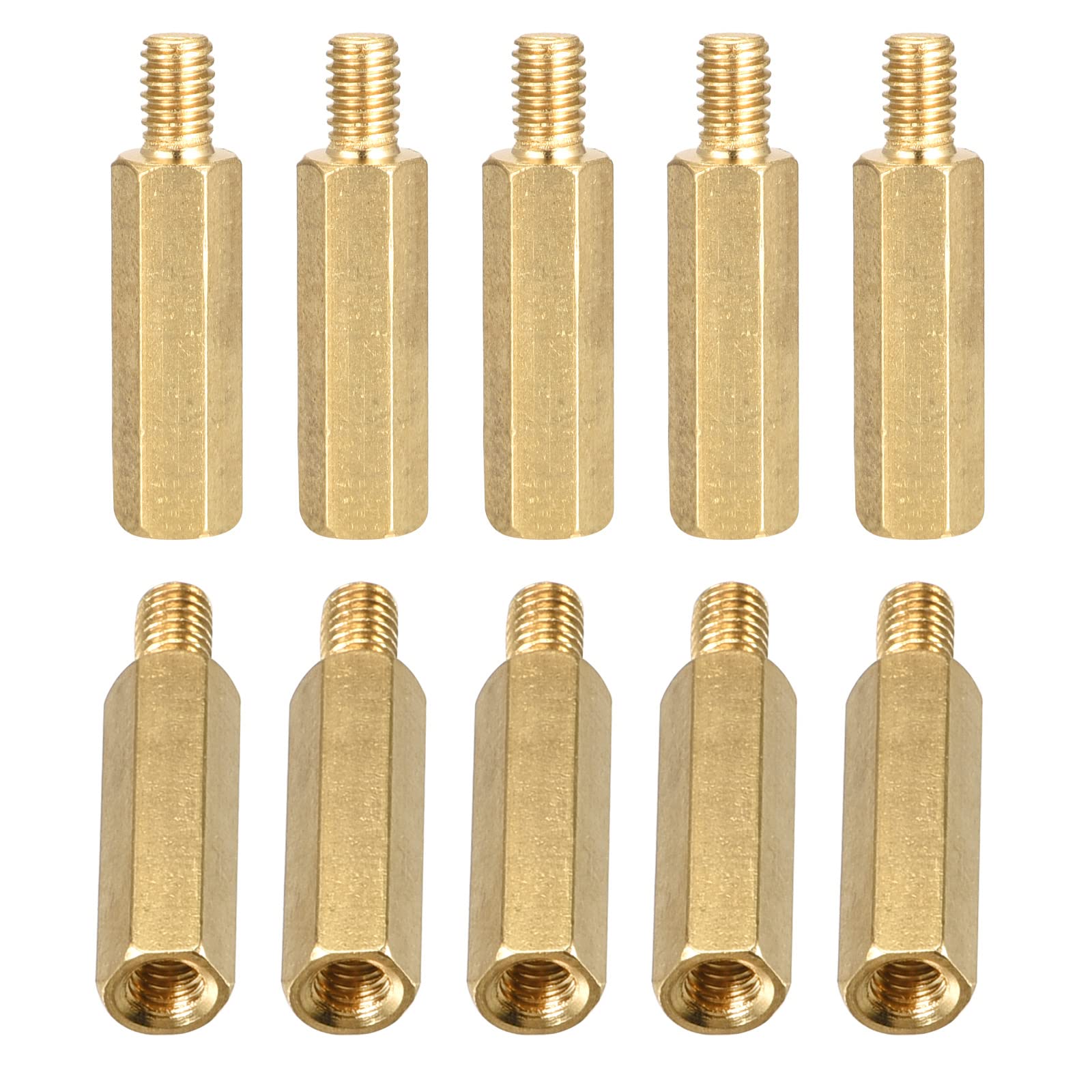 DTGN M4x20x6mm(DxHLxML) - Brass Hex Standoff -20Pack- Good for Electronic Machine - Male to Female Spacer Screw Nuts
