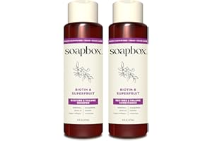 Soapbox Biotin & Superfruit Shampoo & Conditioner Set with Vegan Collagen, Aloe and Shea Butter, Pack of 2 Sulfate Free, Para