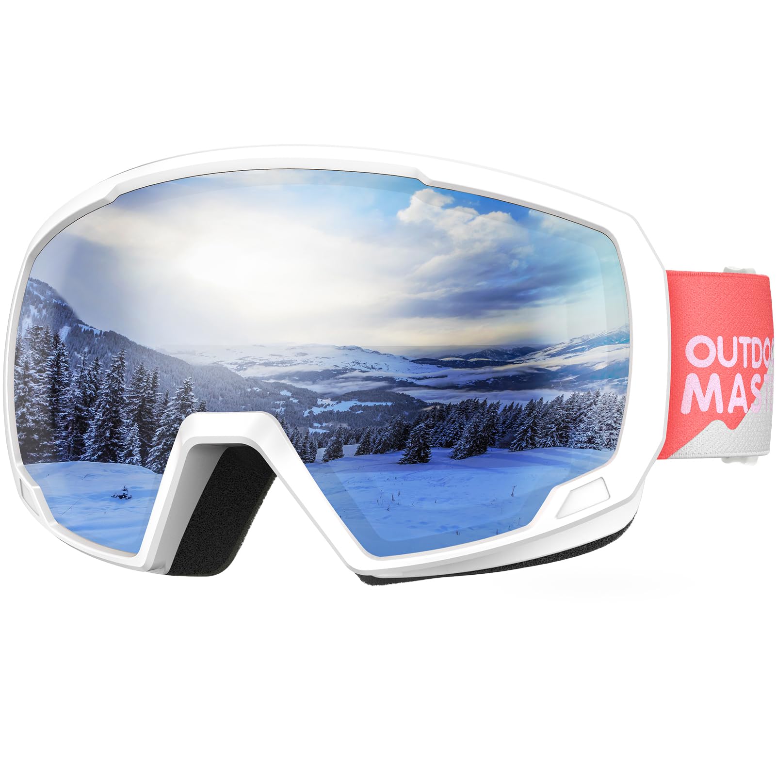 Photo 1 of OutdoorMaster Kids Ski Goggles, Snowboard Goggles - Youth Snow Goggles - VLT10% White Frame Grey Lens