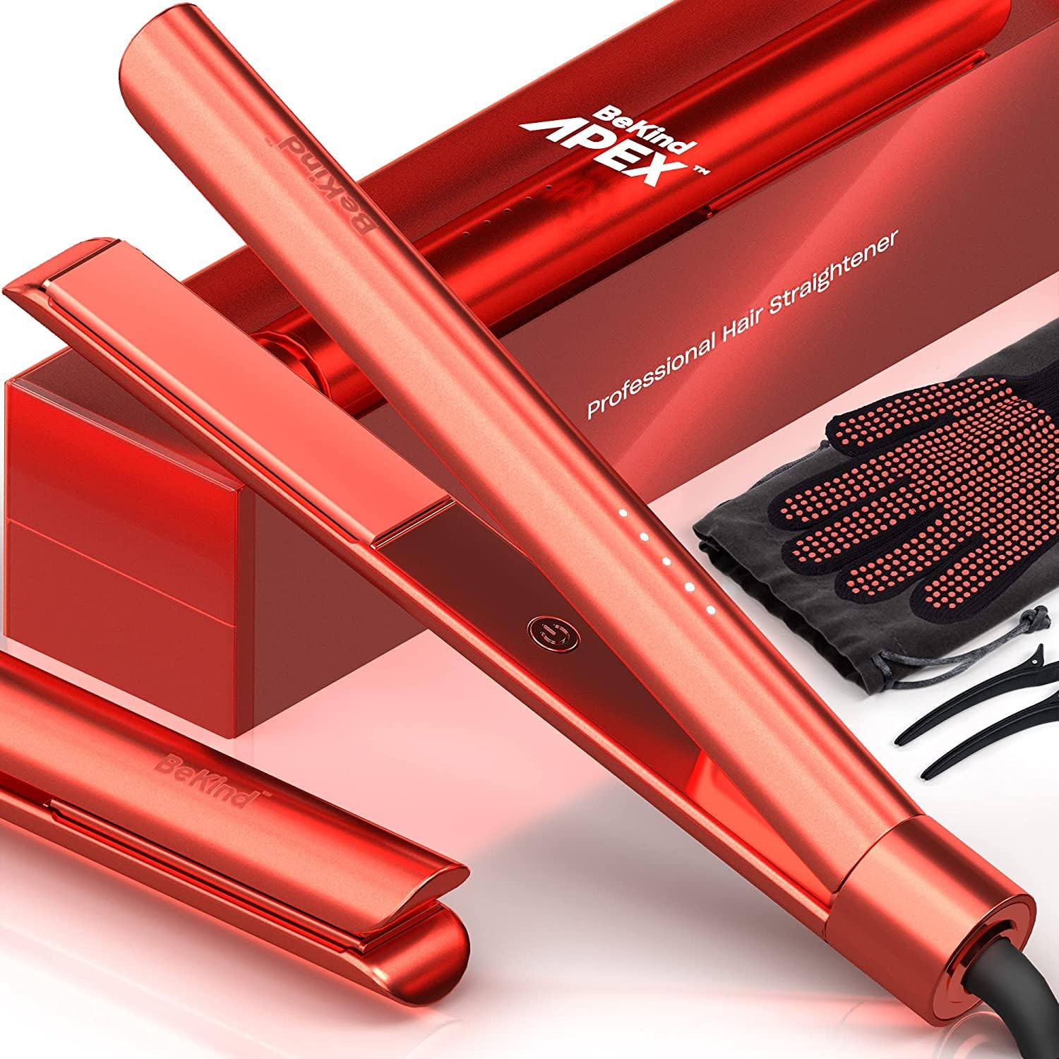Photo 1 of Bekind Apex 2-in-1 Hair Straightener Flat Iron | 1“ 450°F Straightener and Curler for All Hairstyles | UltraSmooth Tech | 15s Fast Heating & Temp Memory | Gift Set for Girls Women (Coral)