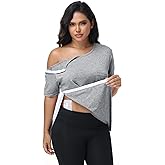 CASMON Post Shoulder Surgery Shirts for Women, After Rotator Cuff Tear Away Full Open Side Snap Adaptive Clothing Unisex