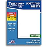 25 Sheets Printable 5x7 Postcards – 2 Per Page on 8.5x11 Cardstock – 50 Total Cards – Inkjet & Laser Compatible – 65lb White Matte Cardstock – Made in USA