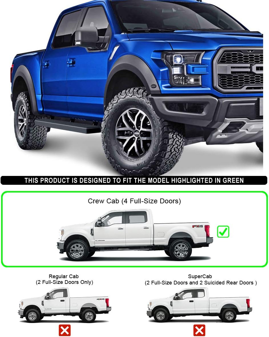 ford 2 door pickup truck on Amazon Com Aps Iboard Running Boards 5in Black Compatible With Ford F150 2015 2021 Supercrew Cab F 250 F 350 Super Duty 2017 2021 Crew Cab Nerf Bars Side Steps Side Bars Automotive