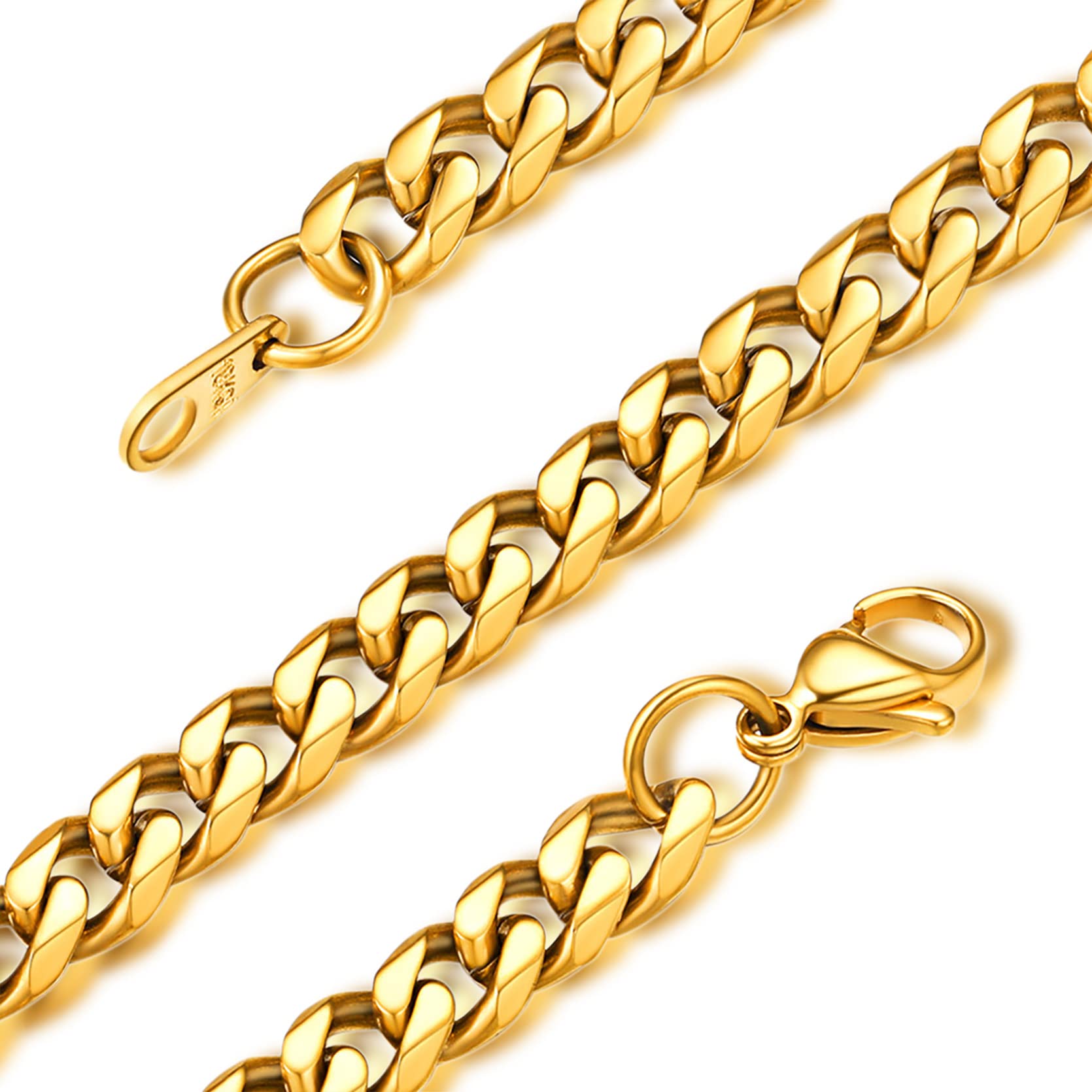 GOLDCHIC JEWELRY Men Women Cuban Chains Gold, 6mm Curb Link Jewellery for Rapper
