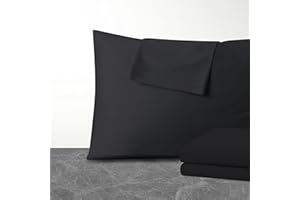 SHUNJIE.HOME 4 Pack Pillow Protector Standard Size 100% Egyptian Cotton Pillow Covers, 400 Thread Count Sateen Weave Cooling Pillow Cases with Zipper Hidden, Breathable Non Noisy Easy Care, Set of 4 (Black)