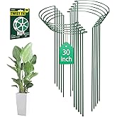 LKSSZS 10 Pack 30 Inch Plant Support Stakes, Heavy-Duty Half Round Peony Support Ring Cage, Metal Garden Plant Stakes for Outdoor Plants - Peony, Tomato, Hydrangea with Cuttable Plant Ties
