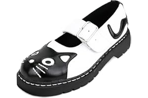T.U.K. Kitty Cat Mary Janes Shoes for Women | Round Toe Ankle Strap Oxford Dress Shoes