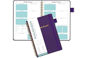 Regolden-Book Prayer Journal for Women, Daily Bible Journal, Devotional Journal, Verse Inspirational Writing Spiral Notebook for Christian Gifts, Lasts 6 Months (8.5x5.5”), Purple