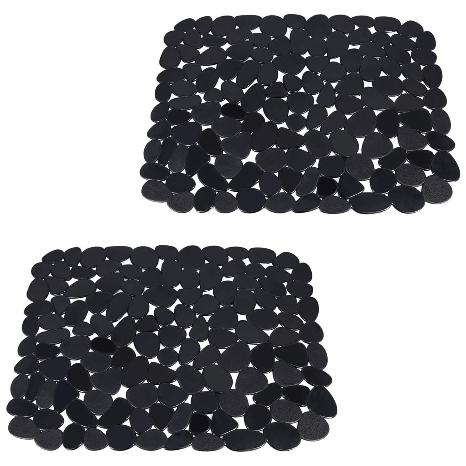 Top-spring Kitchen Sink Protector Mat Pebble Drainer Mat 30 * 40cm (Black 2 Packs)
