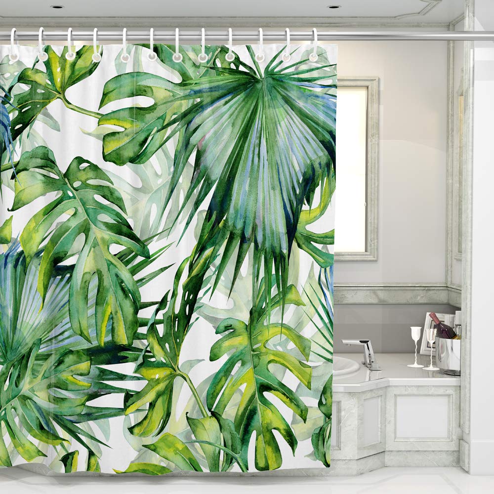 BQEE Shower Curtain Durable Fabric Bath Curtain Waterproof Odorless for Bathroom Machine Washable (leaf A005)