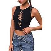 Women's Fishnet Top Sexy Cut Out Crop Short Hollow Out Cropped Tank