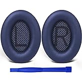 SoloWIT Replacement Earpads Cushions for Bose QuietComfort 35 (QC35) & Quiet Comfort 35 II (QC35 ii) Headphones, Ear Pads with Softer Leather, Noise Isolation Foam, Added Thickness (Midnight Blue)