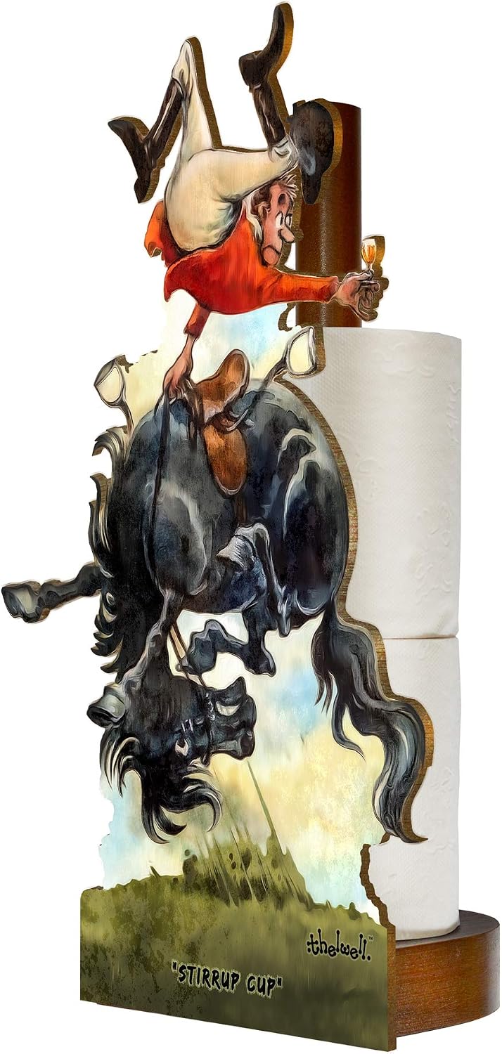 Looprints Fun Toilet Roll Storage & Kitchen Towel Holder Wooden Stand, Stirrup Cup, Various Sizes