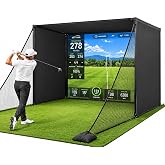 Golf Simulator Enclosure for Home Garage Indoor Sim Practice with Screen | 10 x 8 x 5 Ft with HD Impact Screen Two Side Nets 