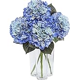 DuHouse 3Pcs Blue Hydrangea Artificial Flowers,Latex Real Touch Hydrangeas Faux Hydrangeas for Home Wedding Bouquets Centerpieces Party Living Room Decoration(Royal Blue)