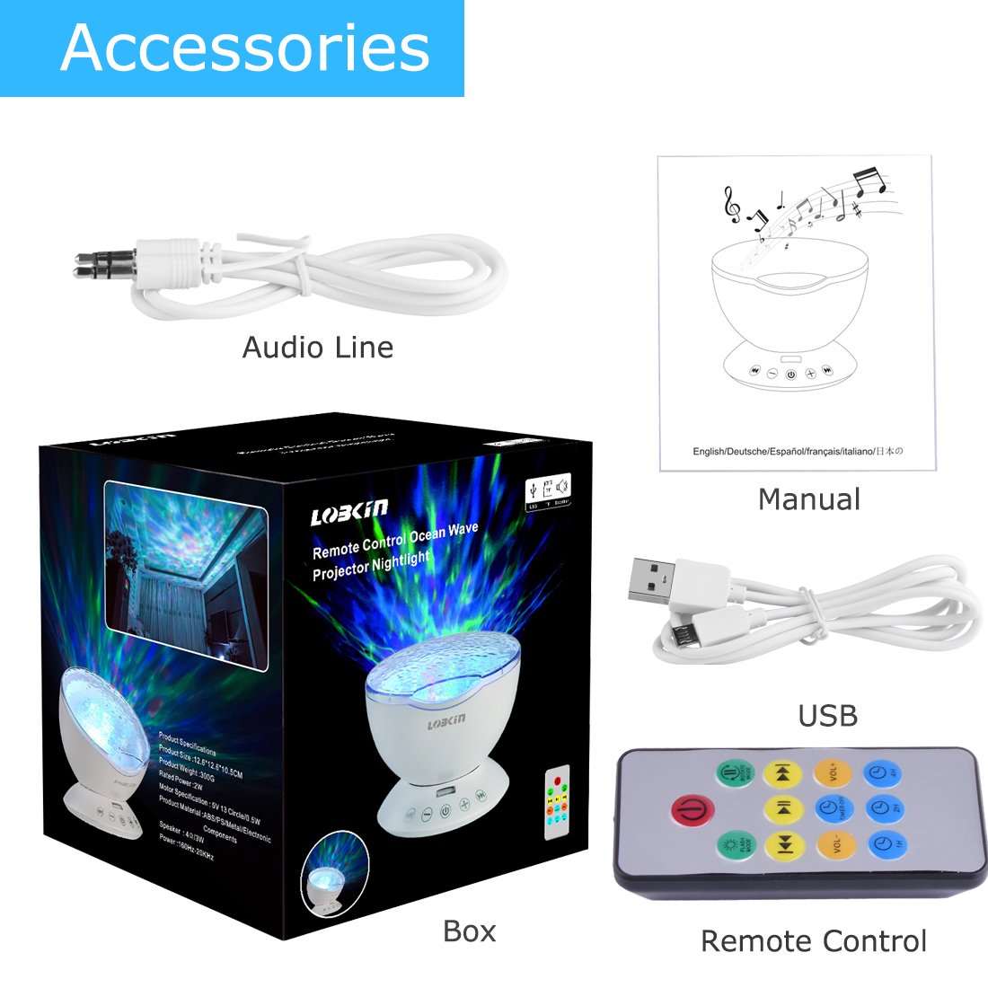 [Upgraded Model] Lobkin Remote Control Ocean Wave Projector ,Aurora Night Light Projector with Build-in Speaker, Mood Light for Baby Nursery, Adults and Kids Bedroom, Living Room (Pink)