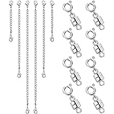MKCYD Necklace Extender and Magnetic Necklace Clasp, Magnetic Clasps for Bracelet Extenders Sliver Chain Extension for Jewelry Repair Kit