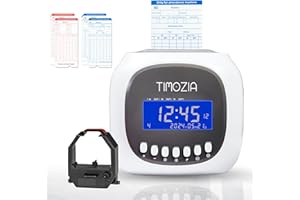 TIMOZIA Time Clocks for Employees Small Business, Auto-Align Time Clock, 6 Punches per Day | Clock in Time Machine for Employees with 1 Ink Ribbon(Inside) and 50 Time Cards