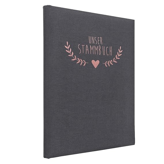 Hochzeitideal Stammbuch der Familie DIN A4 'Boho' Leinen (grau)