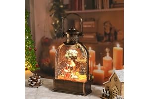 DREAM GARDEN Nativity Christmas Snow Globe Lantern, Battery Operated Nativity Scene Musical Snow Globes Swirling Glittering Water Lanterns Christmas Birthday Gift for Girls Kids Daughters
