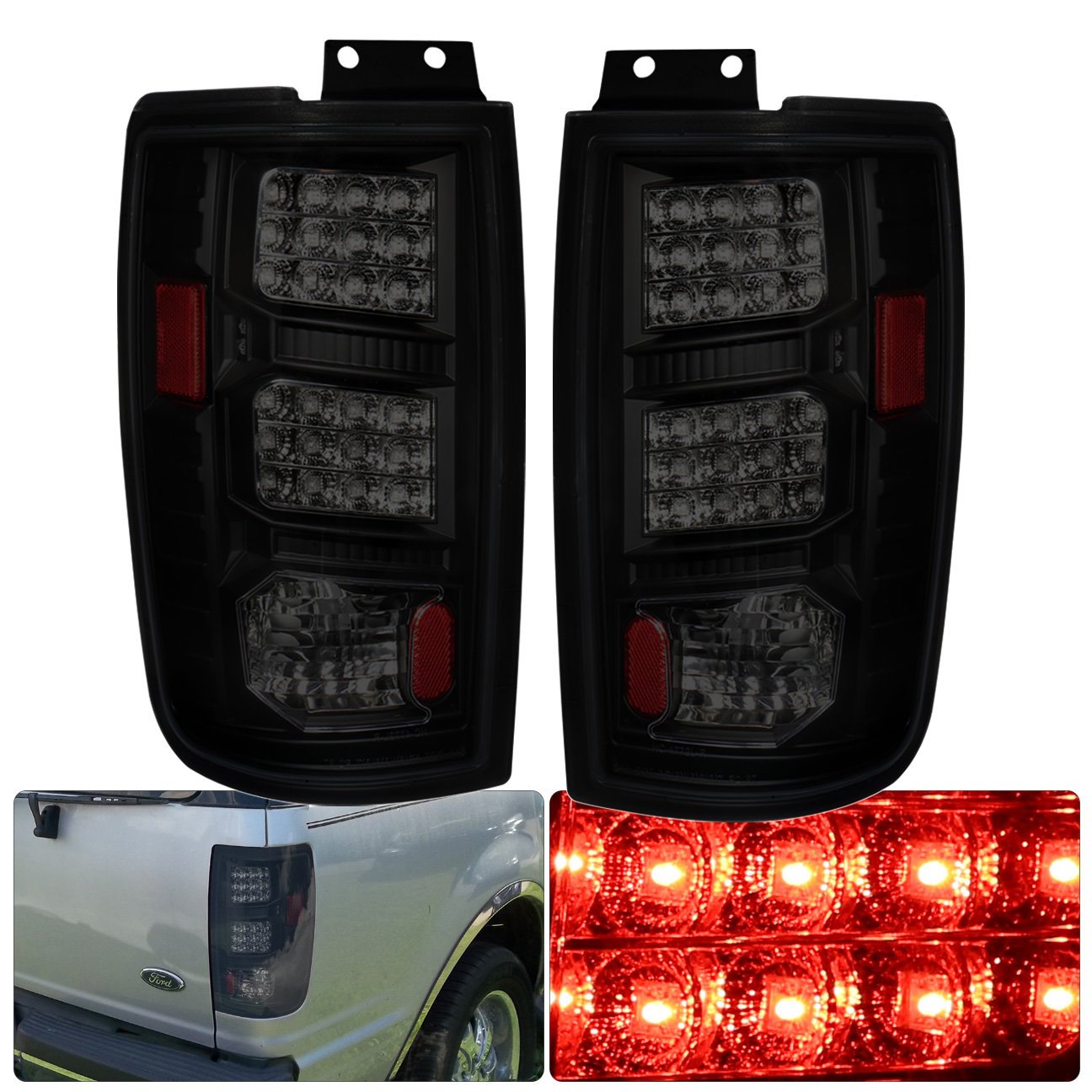 Amazon.com: 97-02 Ford Expedition Led Tail Lights Black Housing Smoke Lens  Lh+Rh Rear: Automotive