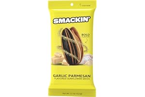 SMACKIN' Sunflower Seeds | Roasted Jumbo Sunflower Seeds | 6 Flavor Sampler Pack | 1.5 Ounce Flavored Sunflower Seeds | Small-Batch, American Made Sunflower Seeds | Keto Snacks (6 Bags, Garlic Parmesan)