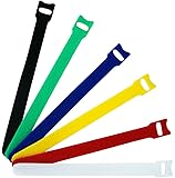 Microfiber Cloth Cable Straps Hook and Loop Reusable Fastening Cable Ties, Multicolor, 60 Piece
