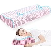 CloudBliss Memory Foam Pillow, Ergonomic Neck Contour Cervical Pillow for Back and Shoulder Pain, Orthopedic Pillow for Neck Pain Relief, for Sleeping Side, Back, Stomach Sleepers - Pink, King