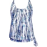 Yonique Womens Blouson Tankini Top Only Loose Fit Swim Top No Bottom Modest Swimsuit