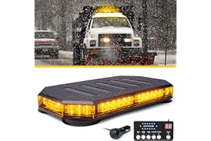 LUMENIX 42 LED Roof Top Strobe Beacon Light Bar Hazard Warning Emergency Flashing Plow Lights with Controller for Construction Vehicles Tow Trucks Postal Mail Cars Snowplow Amber (Patent Design)