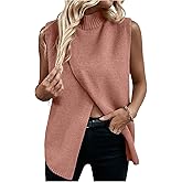 Verdusa Women's Sleeveless Sweater Vest Spring Business Casual Outfits Mock Neck Knit Pullover Sweaters Going Out Tops