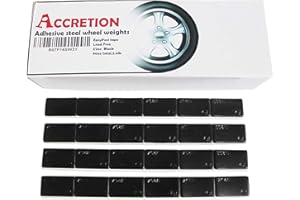 ACCRETION 1/2 oz（0.5 oz, 90oz (180pcs), Black, Wheel Weights. USA White Tape, Easy to Peel