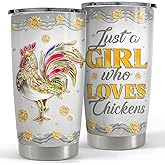 SANDJEST Chicken Tumbler 20oz Jewelry Drawings Stainless Steel Insulated Tumblers Chicken Gifts for Women Girls Coffee Travel Mug Cup Gift for Birthday Christmas