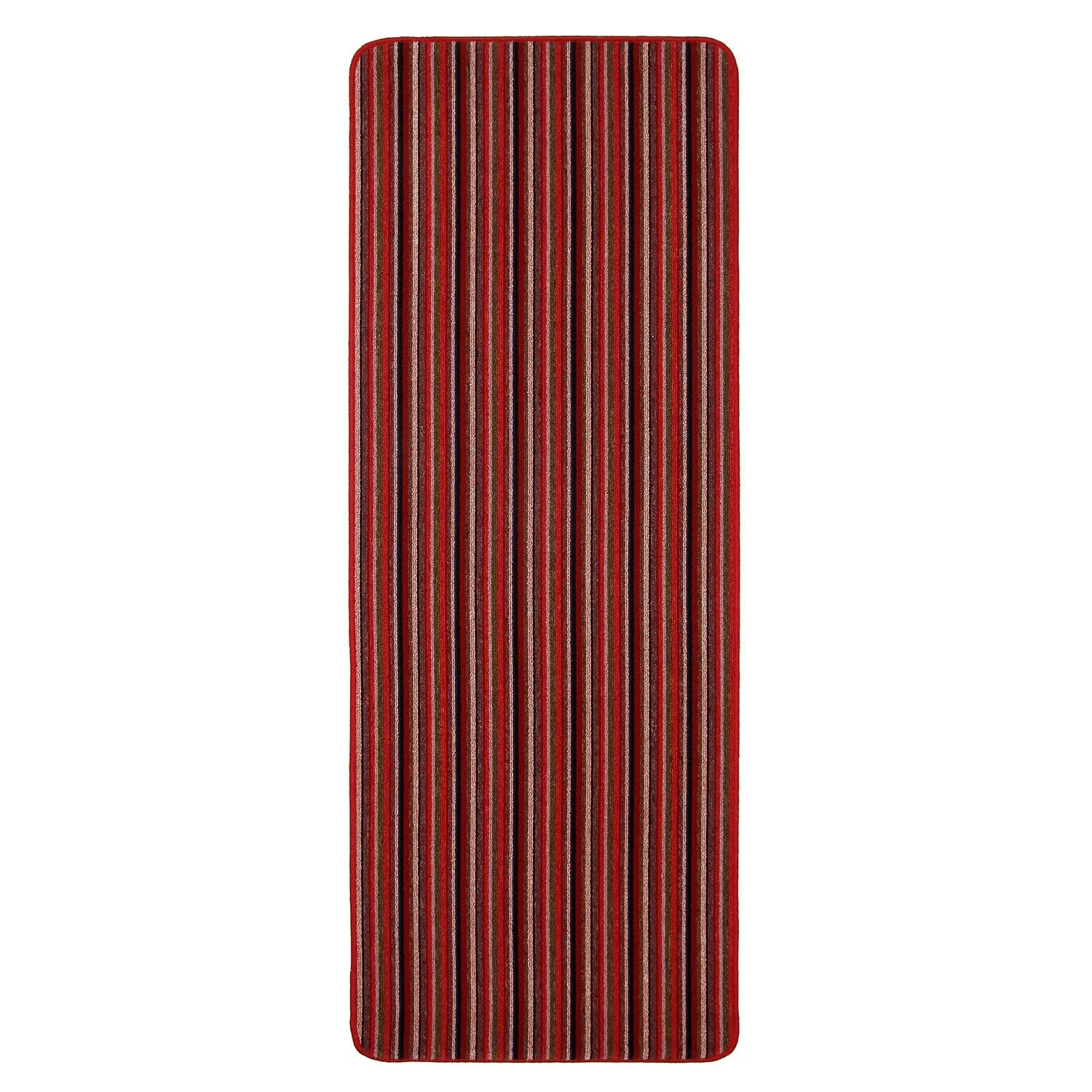 Dandy by William Armes, Ios Stripe Indoor Washable Runner, Red, 180 x 67