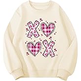 Rixalor Girls Valentines Sweatshirt Love Hearts Graphic Cotton Long Sleeve Crewneck Shirts 4-12 Years