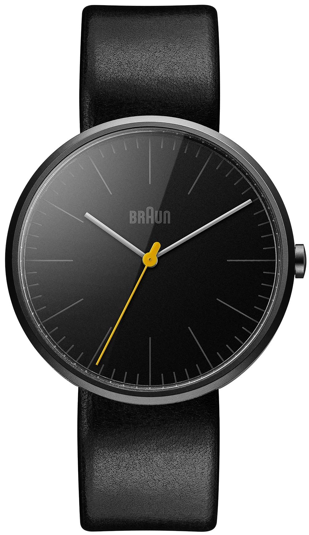 Braun Men's Quartz Watch with Black Dial Analogue Display and Black Leather Strap BN0172BKBKG